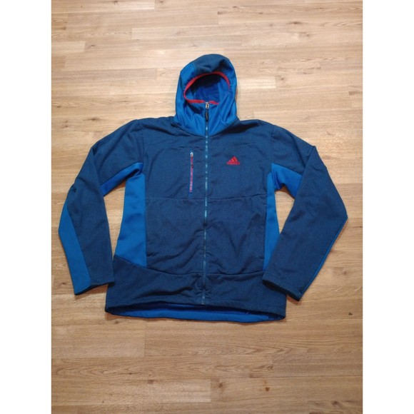 adidas Other - Adidas Outdoor Hoodie Mens Sz Medium Blue Colorblock Fleece Lined Full Zip Cowl*